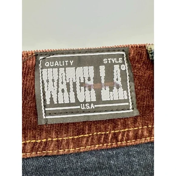 Vintage 70s style Patchwork Watch LA Flare Bell Bottom Cotton Denim Jeans NWT - Picture 10 of 16